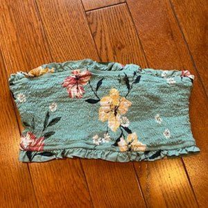 Teal Floral Bralelette/Crop -TOBI-XS - Part of Set